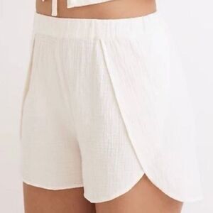 Madewell Womens Small Lightestspun Cover-Up Shorts Soft White